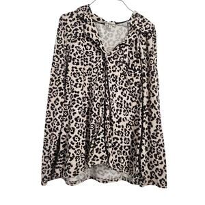 Kim Rogers Leopard Print Button Down Top - Size Medium